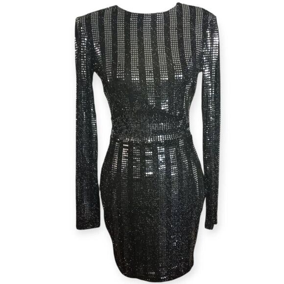 PRIVY BLACK & SILVER MINI DRESS SZ.S EUC. - Picture 6 of 13
